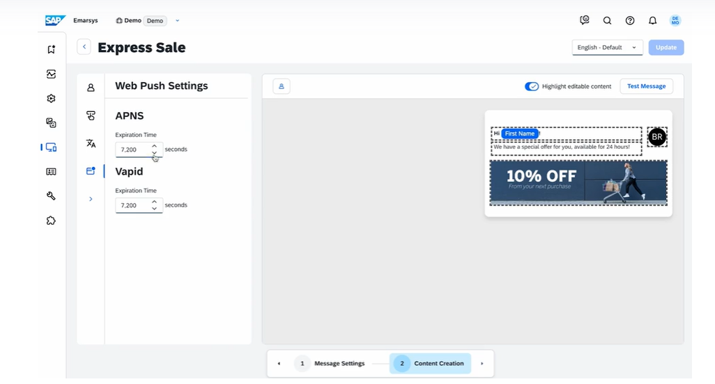 Web Push time to live settings